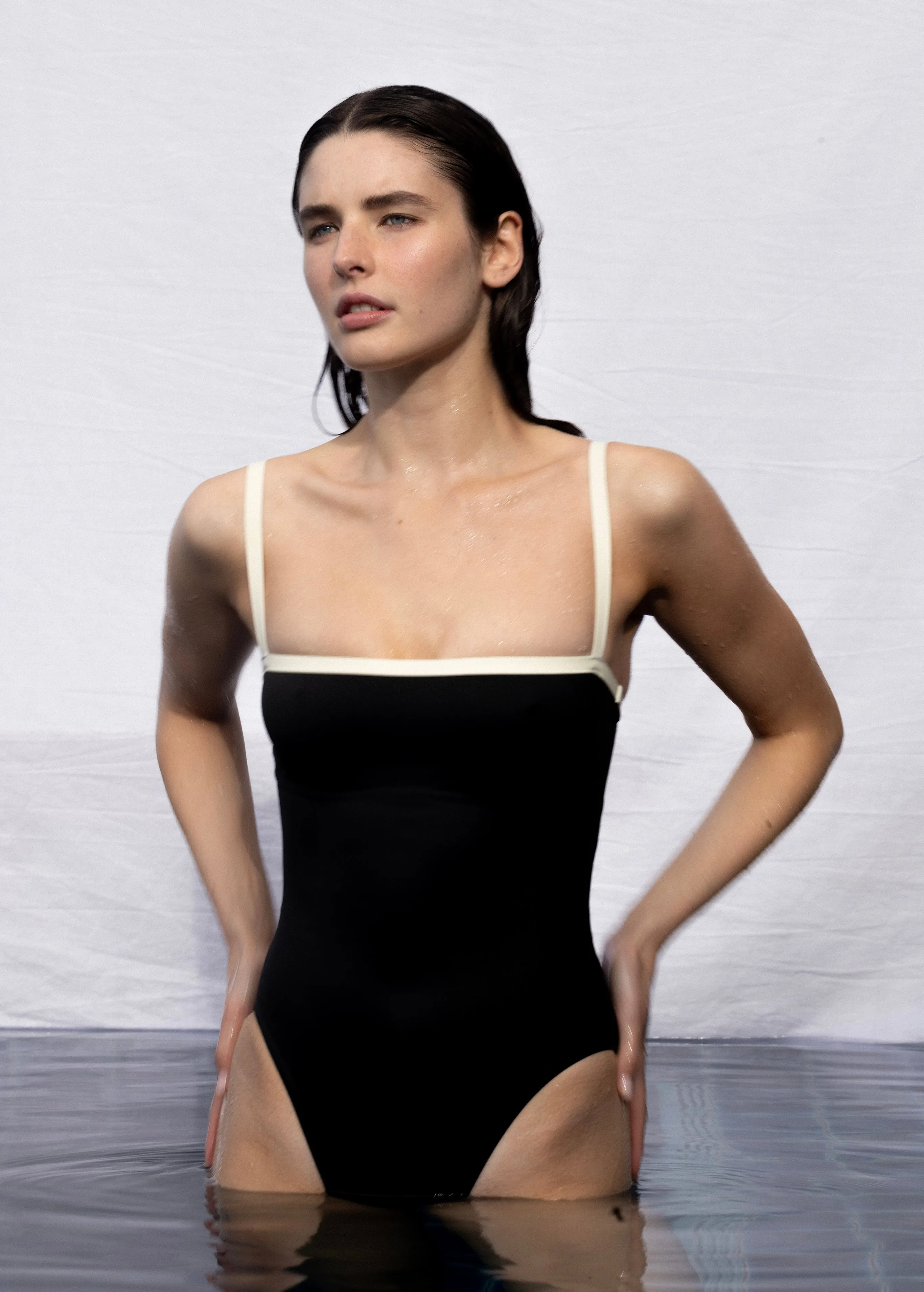 Harlow One Piece - Black & Porcelain (Embodee)