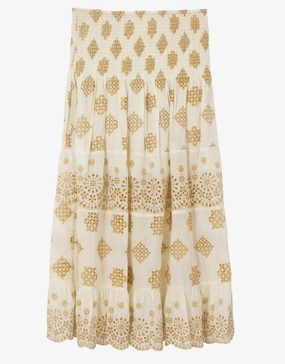 Haven Evie Smocked Cover Up - White/Gold