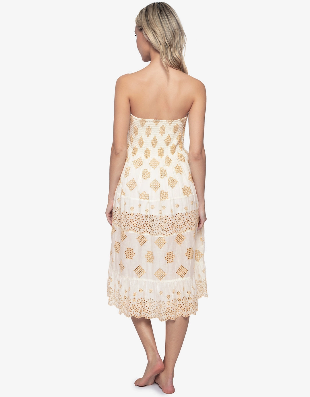 Haven Evie Smocked Cover Up - White/Gold