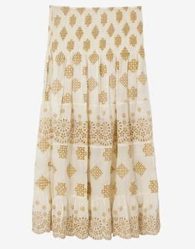 Haven Evie Smocked Cover Up - White/Gold