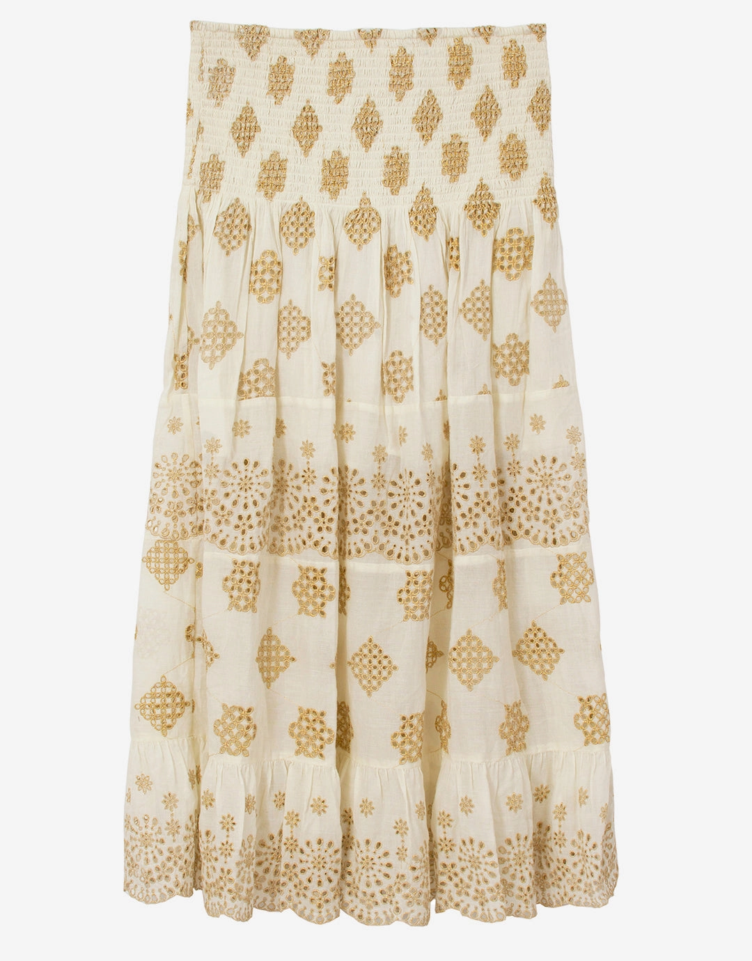 Haven Evie Smocked Cover Up - White/Gold