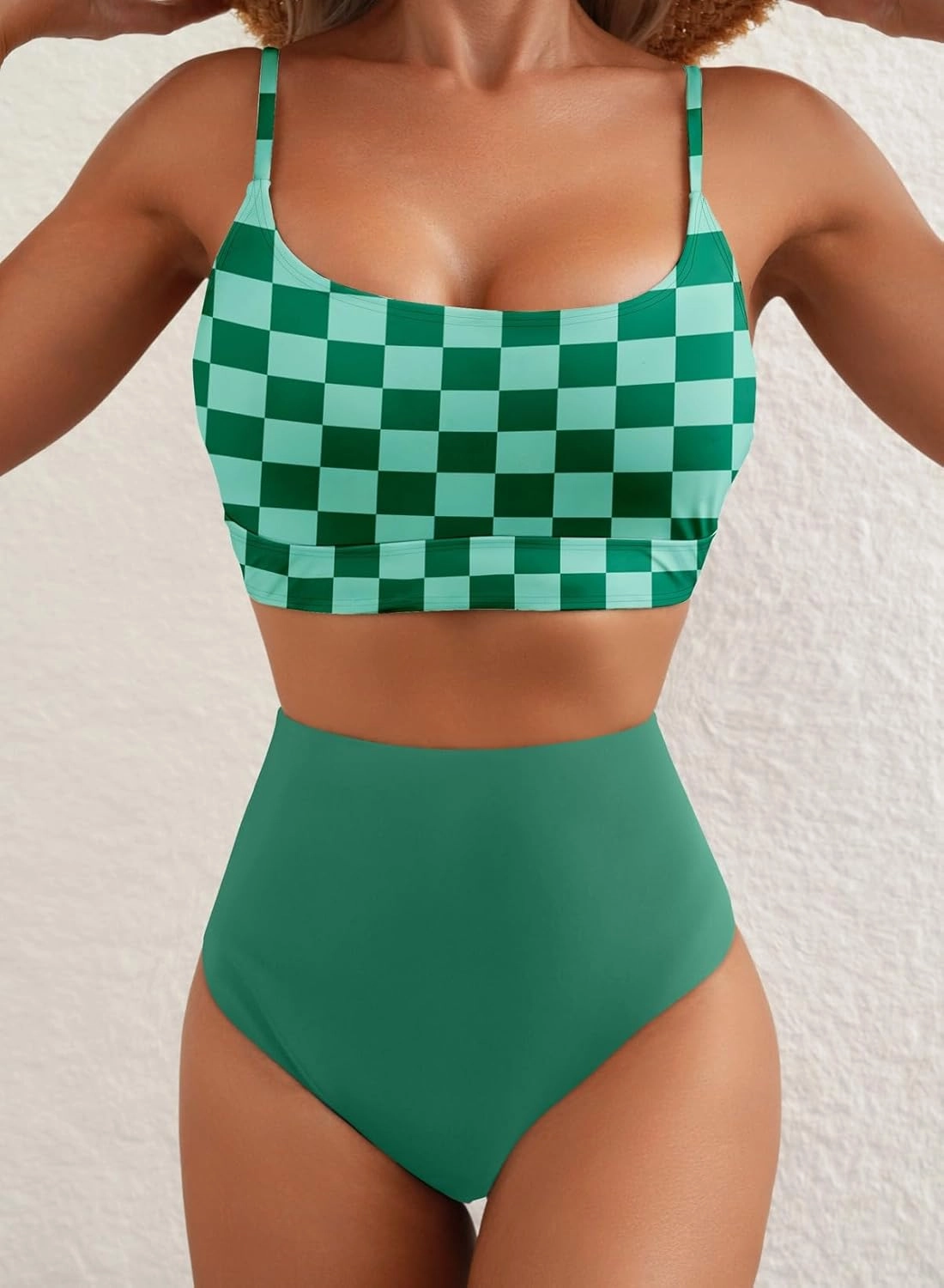 Herseas 2 Piece High Waisted Bikini Set for Women 2025 Spaghetti Straps Swim Top with Reversible Bottom Bathing Suit