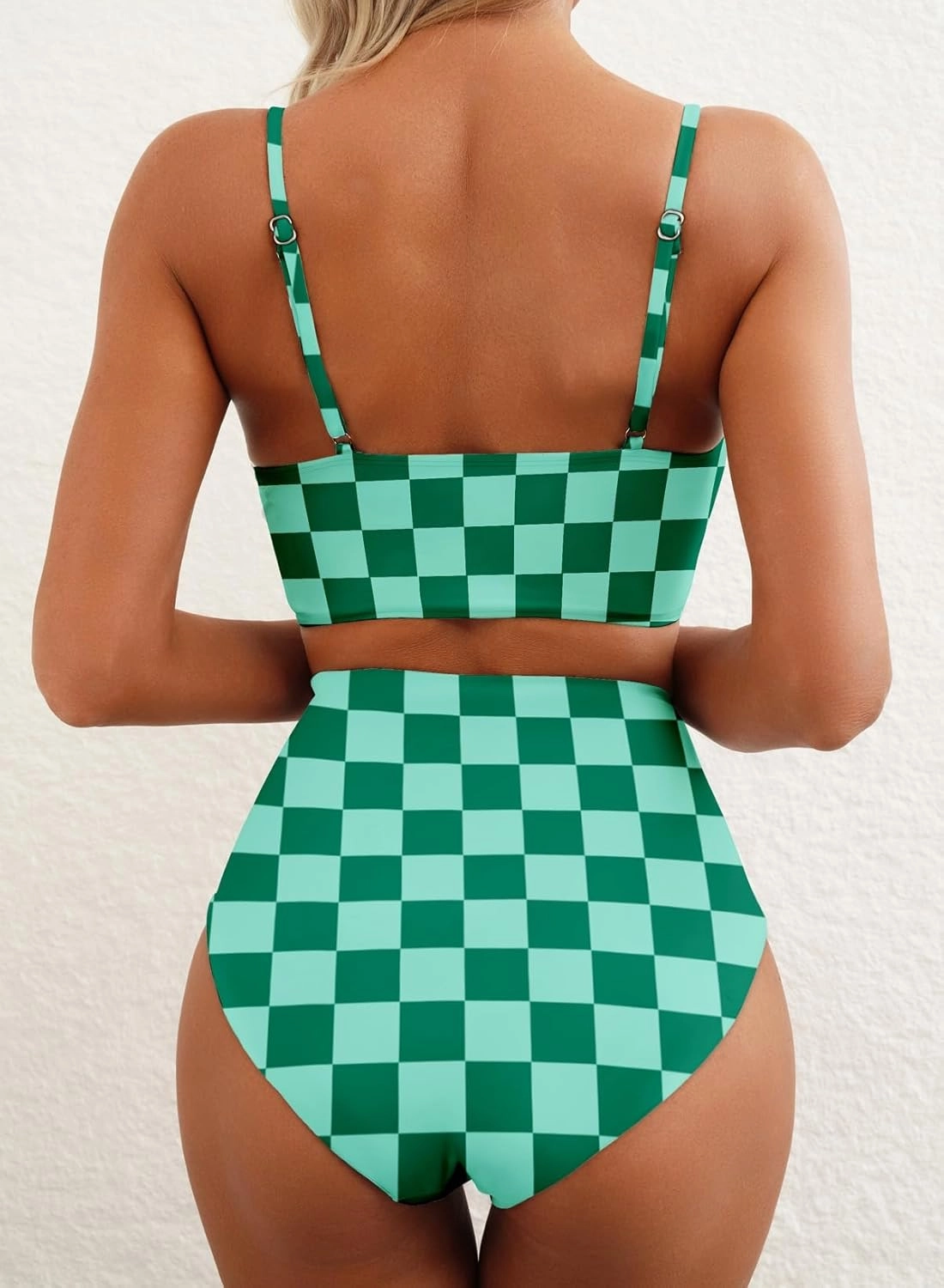 Herseas 2 Piece High Waisted Bikini Set for Women 2025 Spaghetti Straps Swim Top with Reversible Bottom Bathing Suit