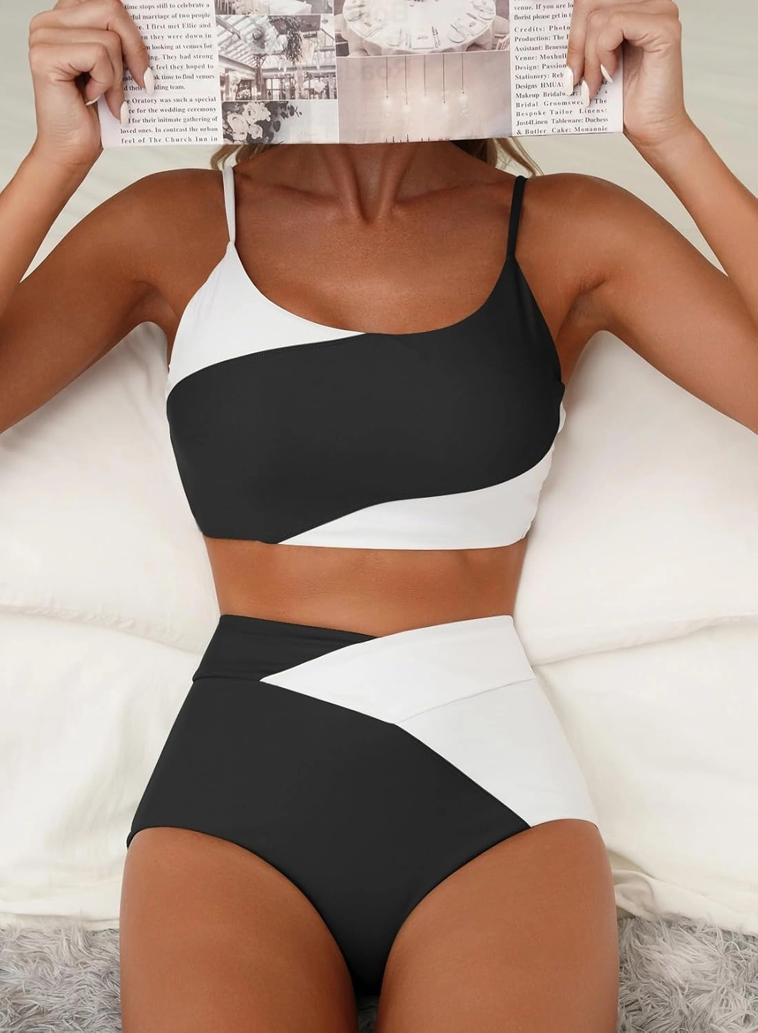 Herseas Women 2 Piece High Waisted Bestselling Bikini Color Block Swimsuit 2025 Summer Beach Bathing Suits