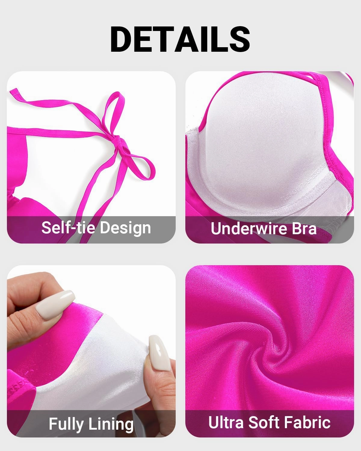 High Waisted Underwire Bikini Sets - Women 2025 Two Piece Swimsuits Halter Bathing Suits with Tummy Control Bottom