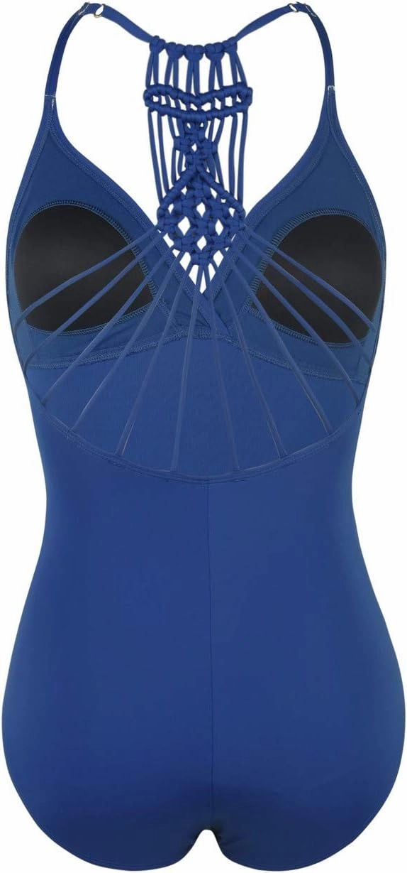Hilor Women's Tummy Control One Piece Swimsuits Halter V Neck Push Up Slimming Bathing Suits Ruched Swimwear