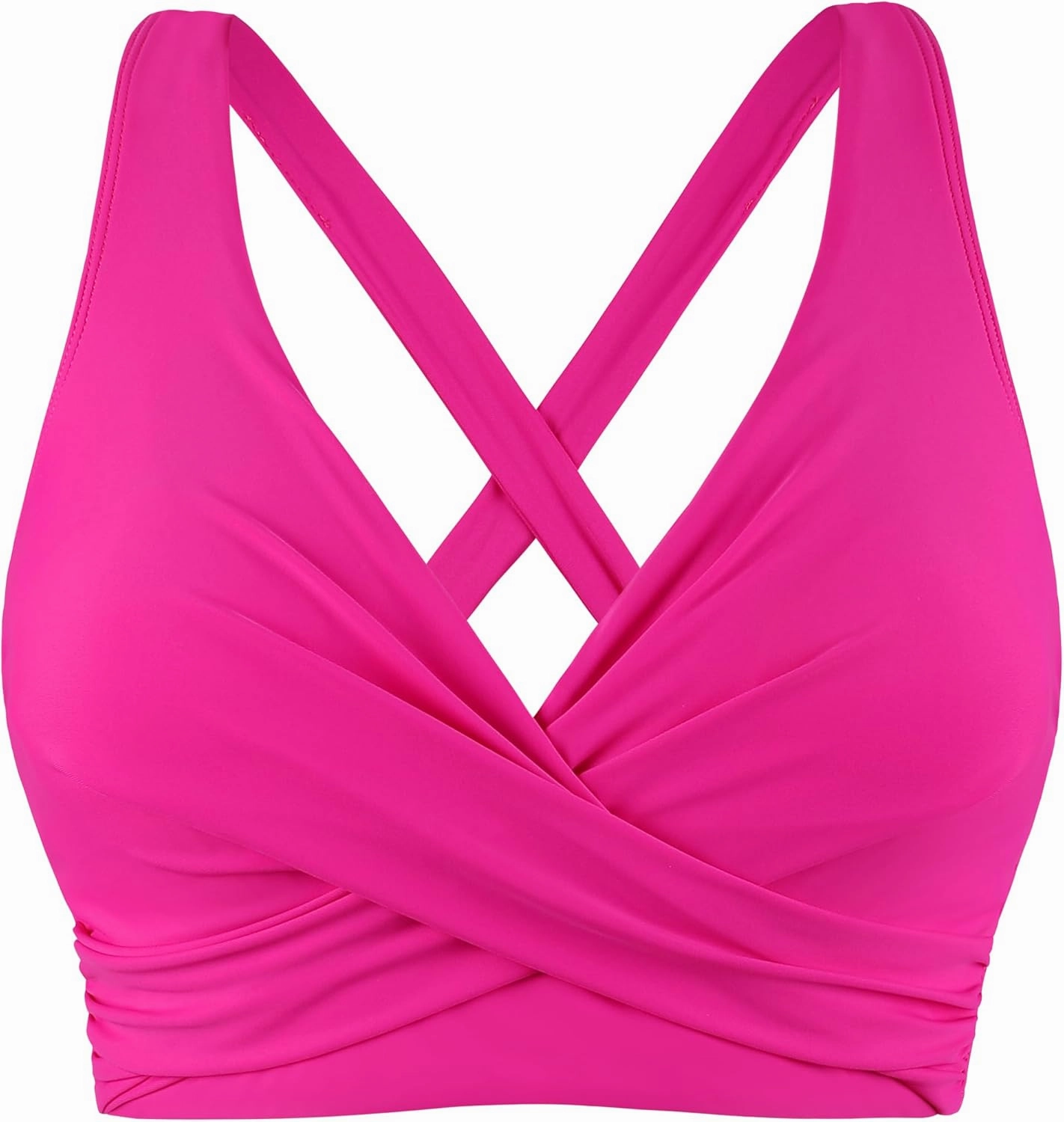 Hilor Women's Underwire Bikini Tops Push Up Criss Cross Swim Top Swimsuit Sexy V Neck Bikini Bathing Suit Top Only