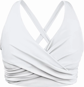Hilor Women's Underwire Bikini Tops Push Up Criss Cross Swim Top Swimsuit Sexy V Neck Bikini Bathing Suit Top Only