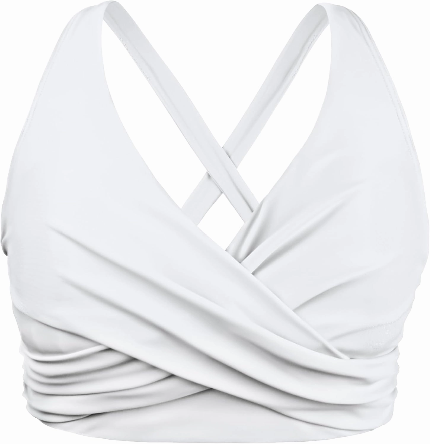 Hilor Women's Underwire Bikini Tops Push Up Criss Cross Swim Top Swimsuit Sexy V Neck Bikini Bathing Suit Top Only