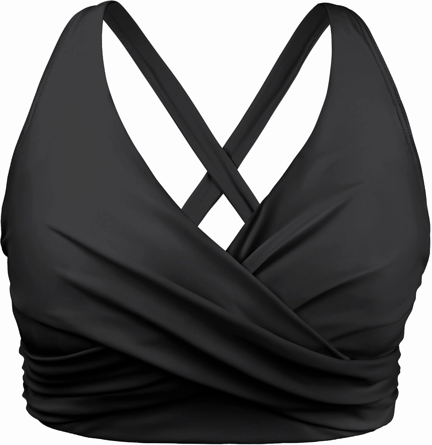 Hilor Women's Underwire Bikini Tops Push Up Criss Cross Swim Top Swimsuit Sexy V Neck Bikini Bathing Suit Top Only