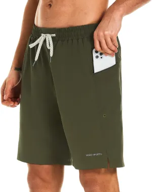 HODOSPORTS Mens Swim Trunks No Mesh Liner Mens Board Shorts 9 Inch Quick-Dry Bathing Suits with Zipper Pockets