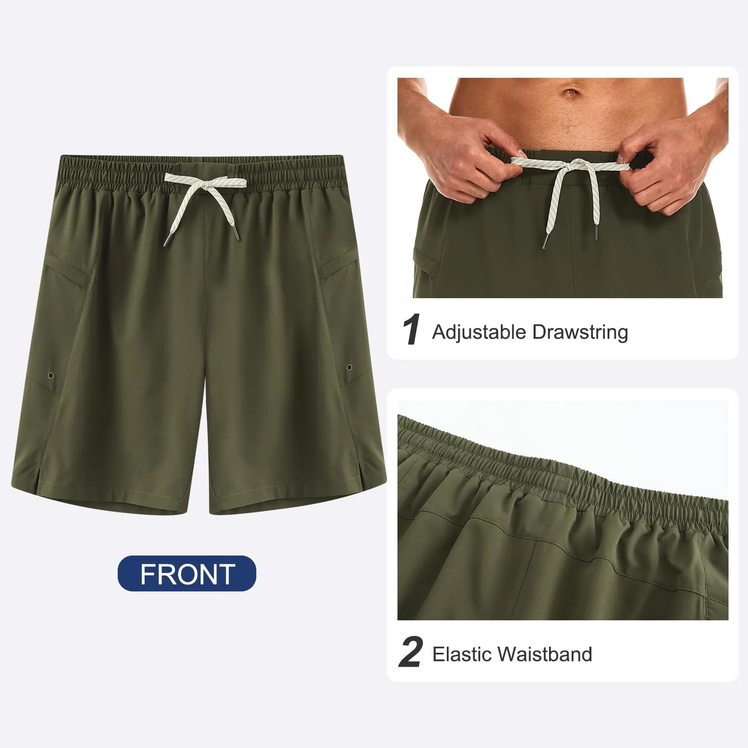 HODOSPORTS Mens Swim Trunks No Mesh Liner Mens Board Shorts 9 Inch Quick-Dry Bathing Suits with Zipper Pockets