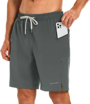 HODOSPORTS Mens Swim Trunks No Mesh Liner Mens Board Shorts 9 Inch Quick-Dry Bathing Suits with Zipper Pockets