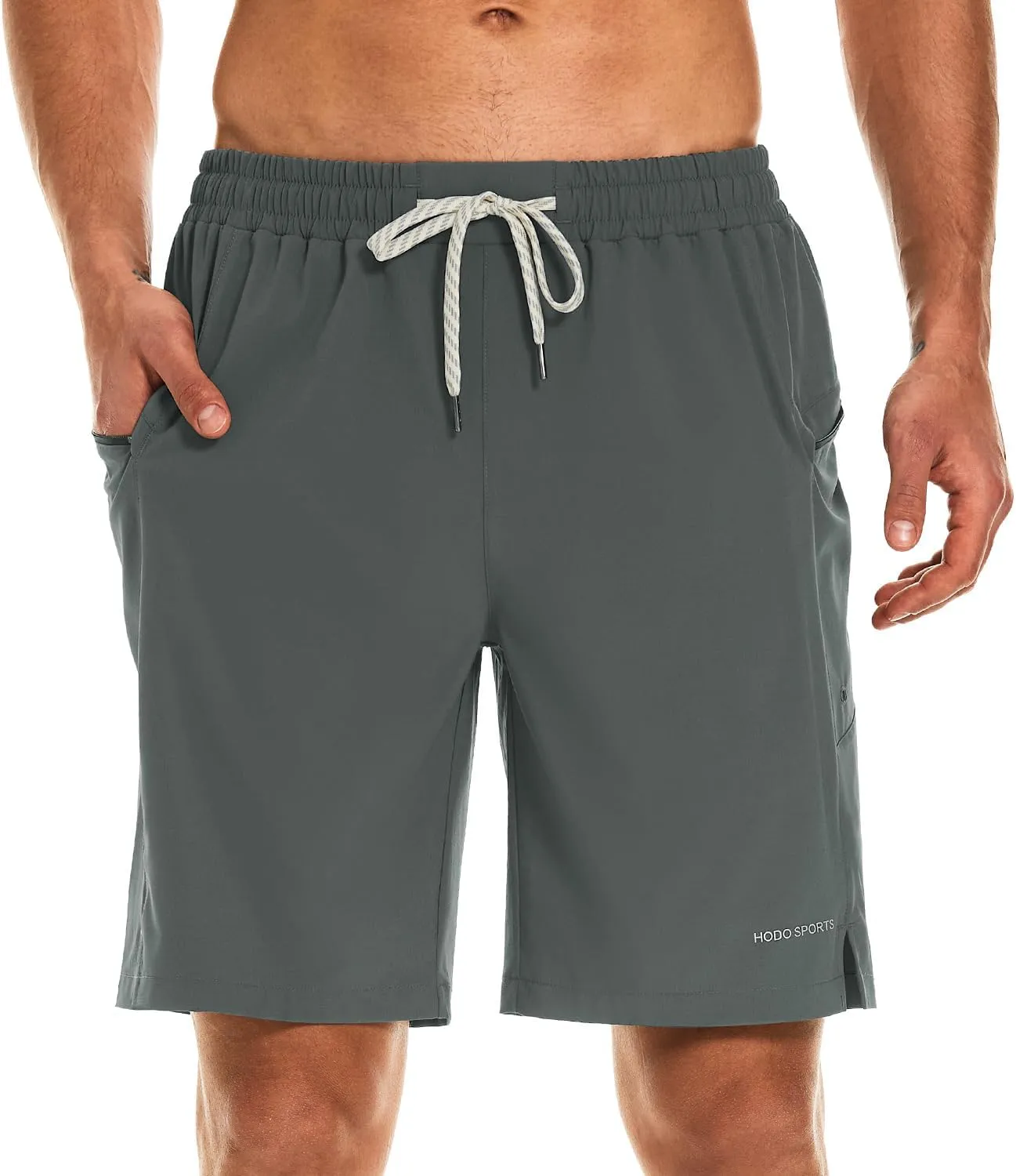 HODOSPORTS Mens Swim Trunks No Mesh Liner Mens Board Shorts 9 Inch Quick-Dry Bathing Suits with Zipper Pockets