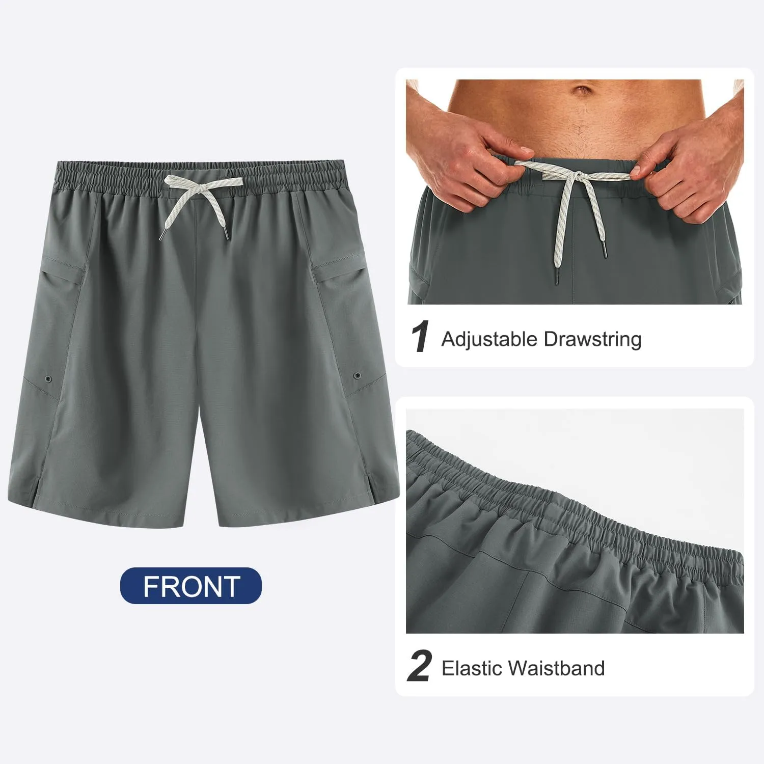 HODOSPORTS Mens Swim Trunks No Mesh Liner Mens Board Shorts 9 Inch Quick-Dry Bathing Suits with Zipper Pockets