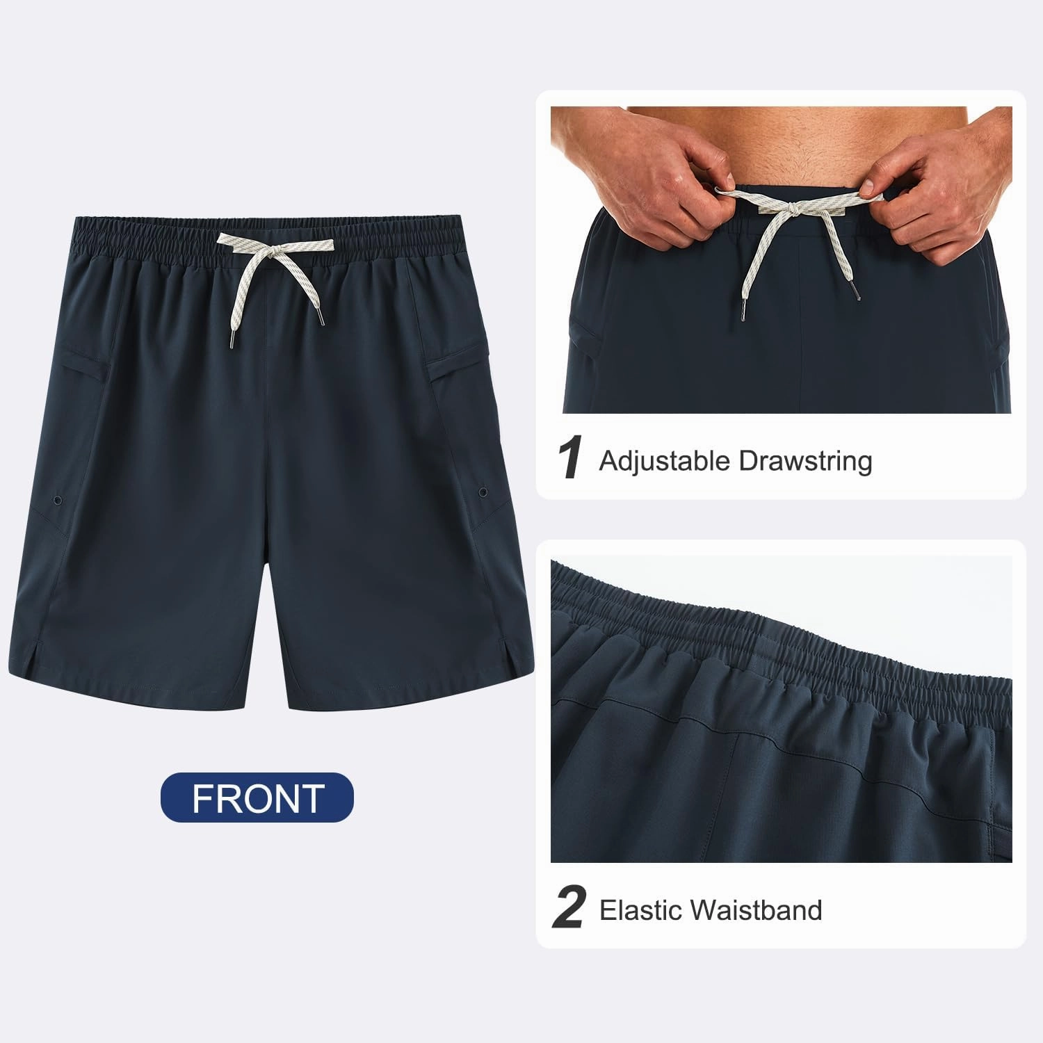 HODOSPORTS Mens Swim Trunks No Mesh Liner Mens Board Shorts 9 Inch Quick-Dry Bathing Suits with Zipper Pockets