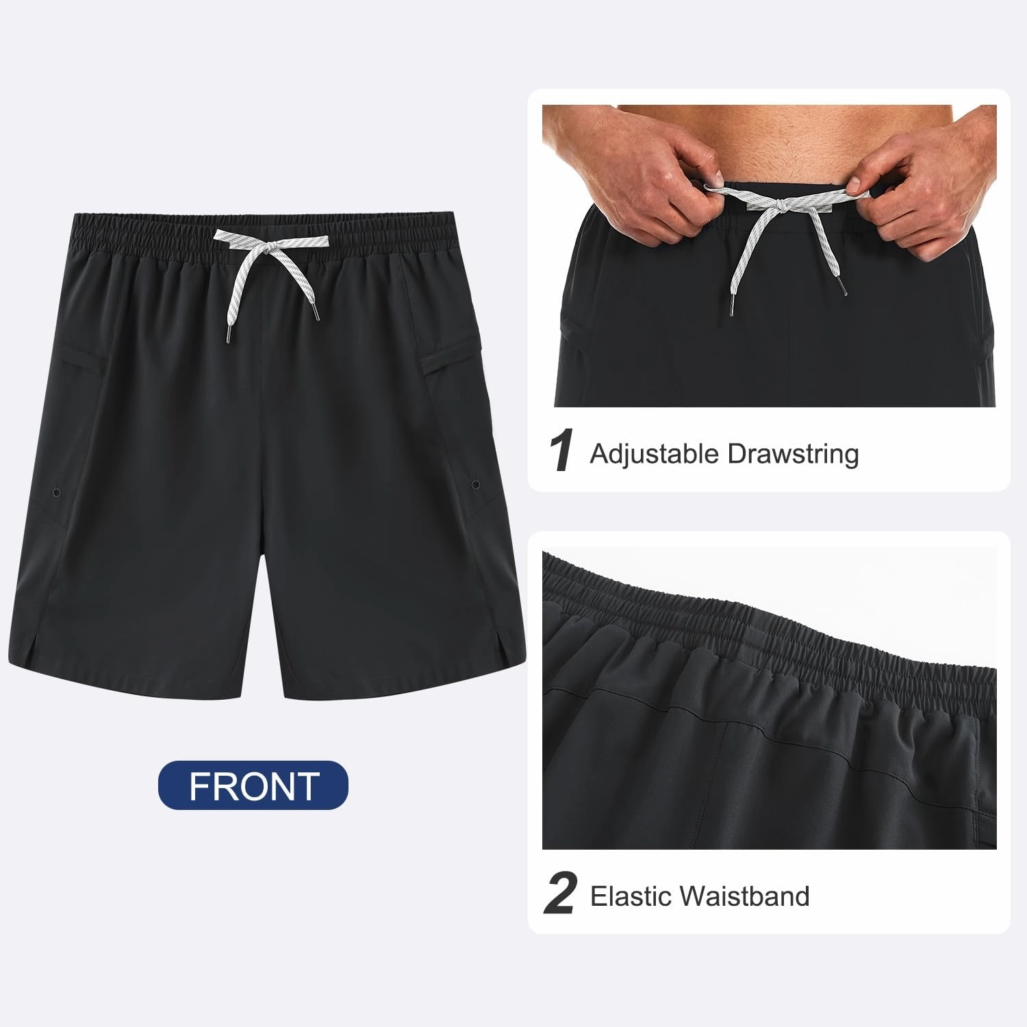 HODOSPORTS Mens Swim Trunks No Mesh Liner Mens Board Shorts 9 Inch Quick-Dry Bathing Suits with Zipper Pockets