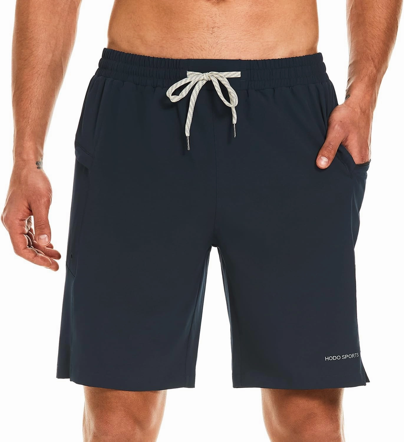 HODOSPORTS Mens Swim Trunks No Mesh Liner Mens Board Shorts 9 Inch Quick-Dry Bathing Suits with Zipper Pockets