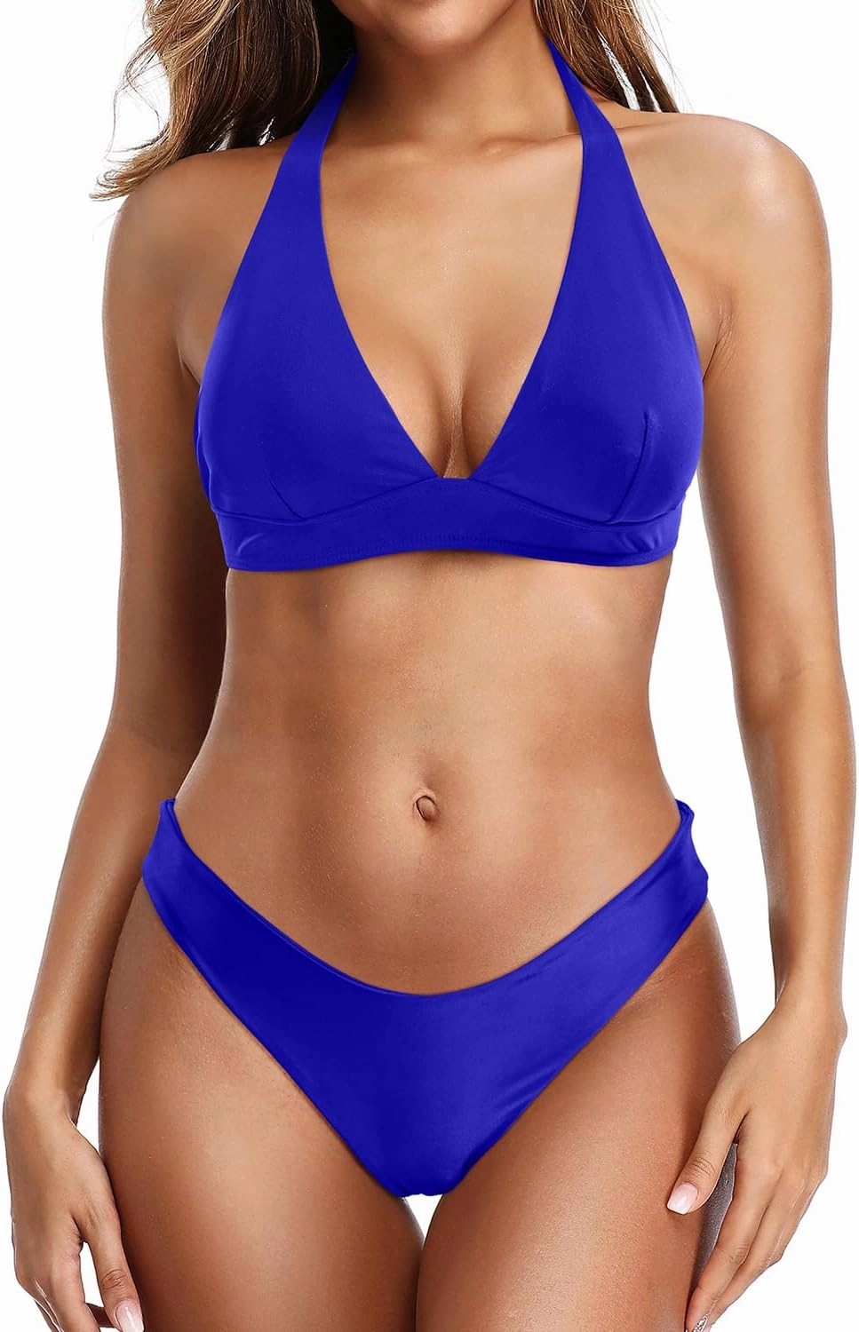 Holipick High Cut Bikini Sets for Women Two Piece Halter Cheeky Swimsuit V Neck Sexy Bathing Suits