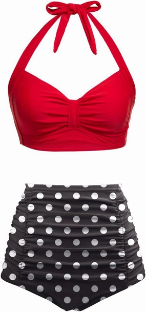 Holipick Women High Waisted Bikini Set Two Piece Swimsuit Tummy Control Bathing Suit Vintage Halter Swimwear