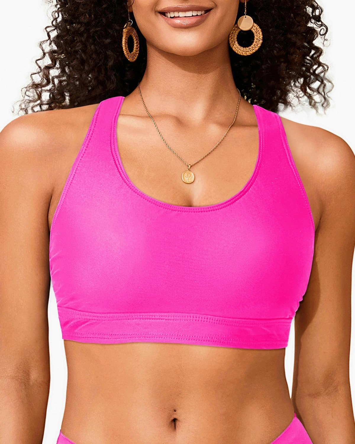 Holipick Women's Sports Bra Bikini Top Only Criss Cross Scoop Neck Swimsuit Bathing Suit Separate