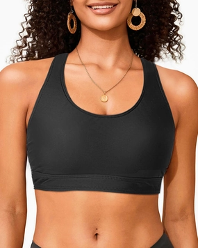 Holipick Women's Sports Bra Bikini Top Only Criss Cross Scoop Neck Swimsuit Bathing Suit Separate