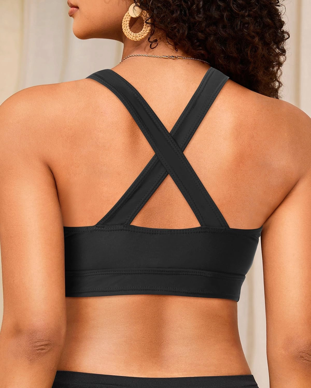 Holipick Women's Sports Bra Bikini Top Only Criss Cross Scoop Neck Swimsuit Bathing Suit Separate
