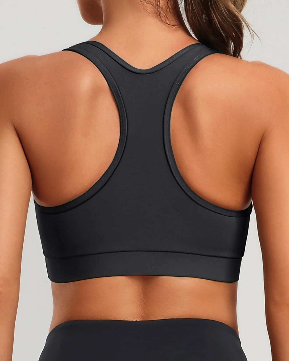 Holipick Women's Sports Bra Bikini Tops Racerback Swim Top Scoop Neck Bathing Suits Top Modest Padded Crop Tops Swimsuit Only
