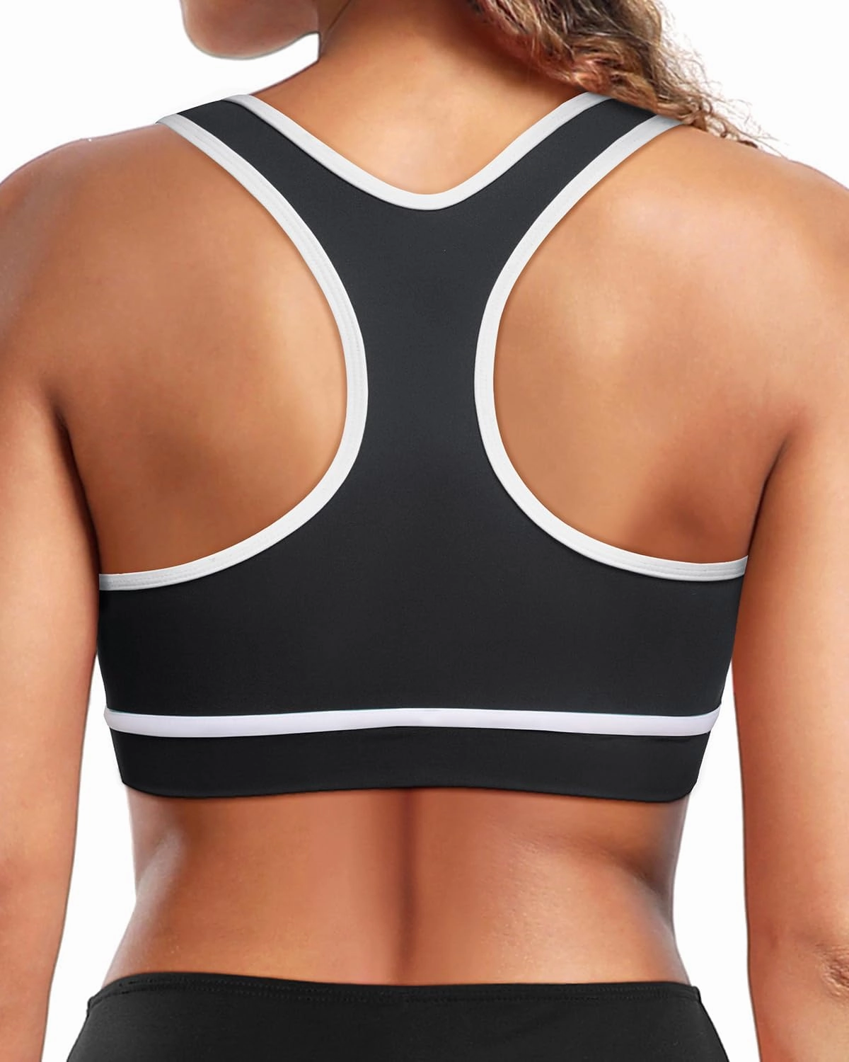 Holipick Women's Sports Bra Bikini Tops Racerback Swim Top Scoop Neck Bathing Suits Top Modest Padded Crop Tops Swimsuit Only
