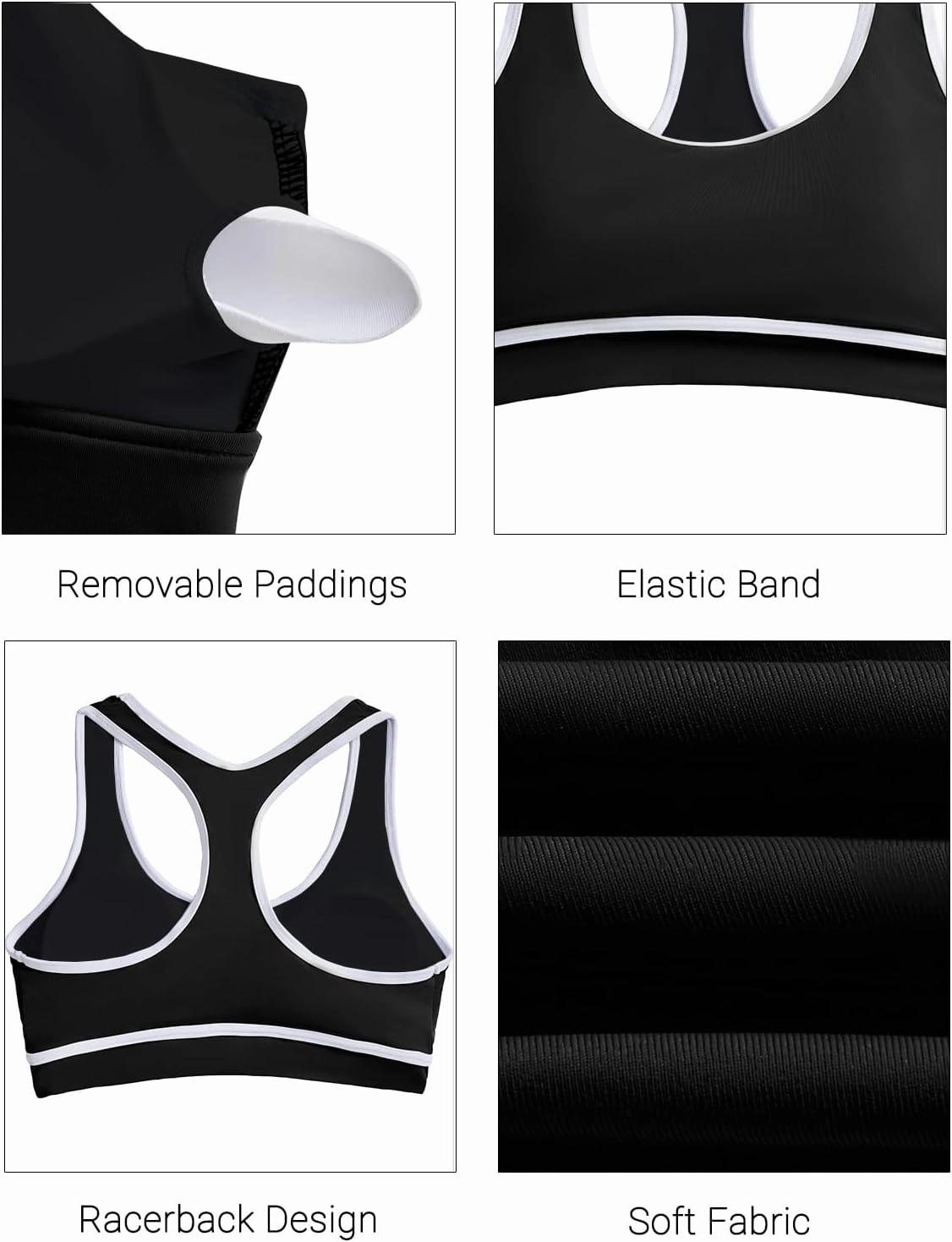 Holipick Women's Sports Bra Bikini Tops Racerback Swim Top Scoop Neck Bathing Suits Top Modest Padded Crop Tops Swimsuit Only