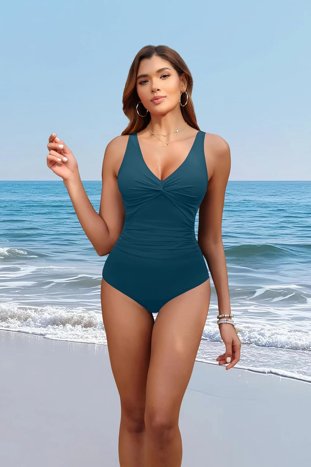 Holipick Women Tummy Control One Piece Swimsuit - Push Up Bathing Suit Full Coverage Slimming Swimwear