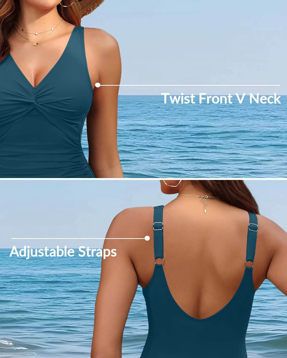 Holipick Women Tummy Control One Piece Swimsuit - Push Up Bathing Suit Full Coverage Slimming Swimwear