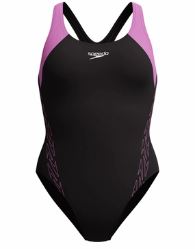 HyberBoom Splice Racerback Swimsuit - Black/Pink