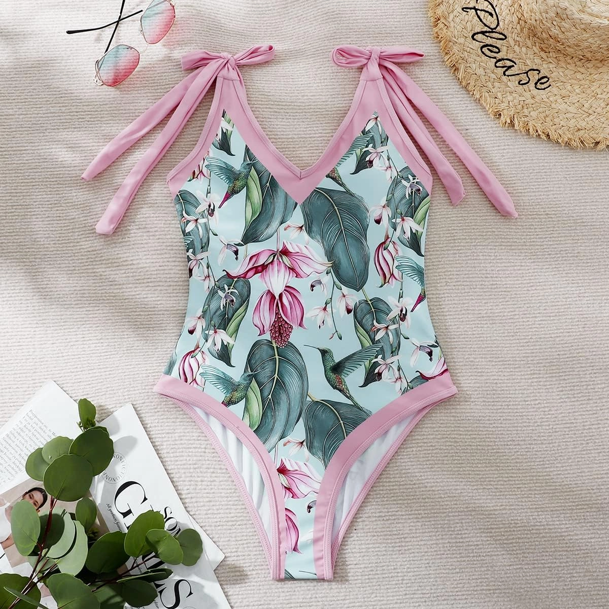 IDOPIP Women's One Piece Swimsuit with Beach Cover up Wrap Skirt Sarong Retro Floral Print Bikini Set Two Piece Bathing Suit