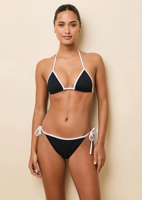 Iris Ribbed Bikini Top Noir / Optic White
