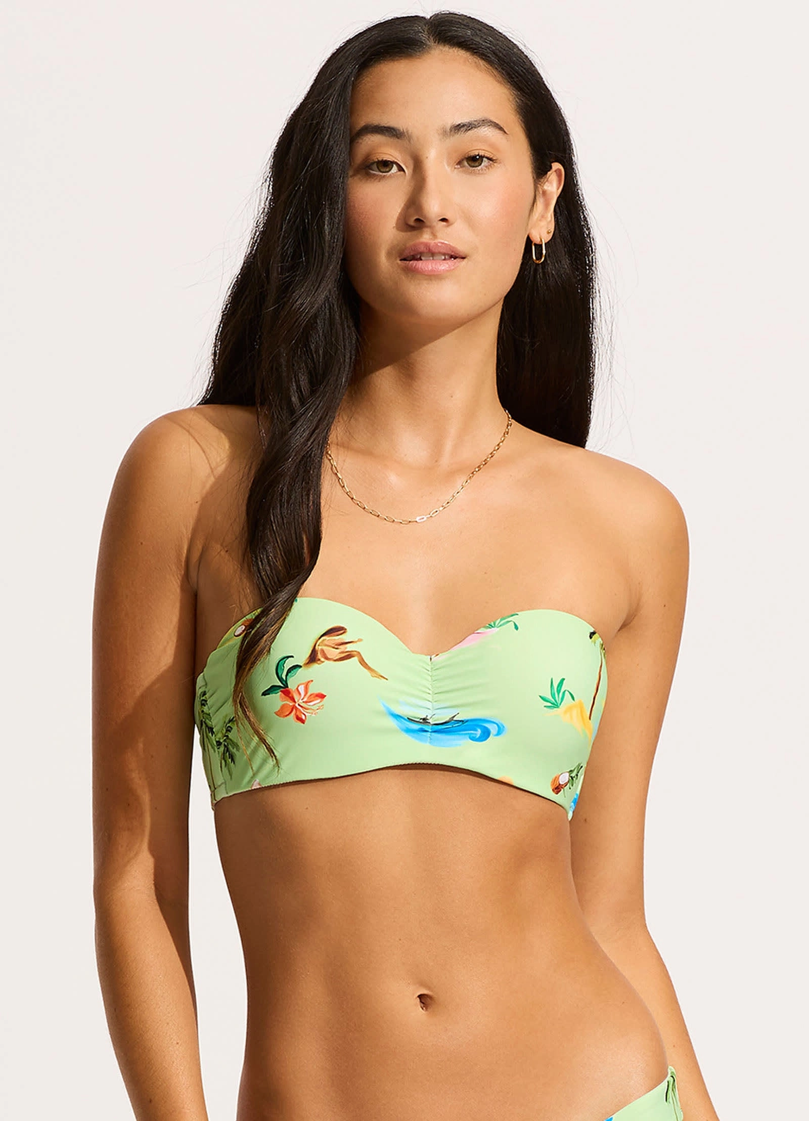 Isla Palm Bustier Bandeau Bikini Top - Sage