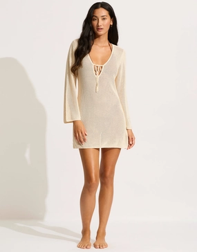 Isla Palm Knit Cover Up - Ecru
