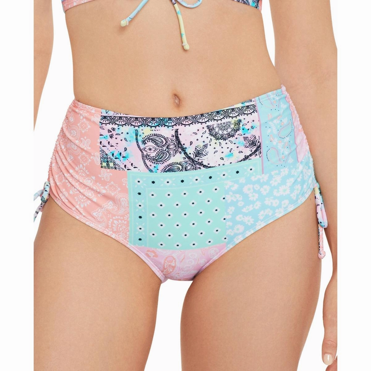 Juniors Womens High Waist Printed Swim Bottom Separates