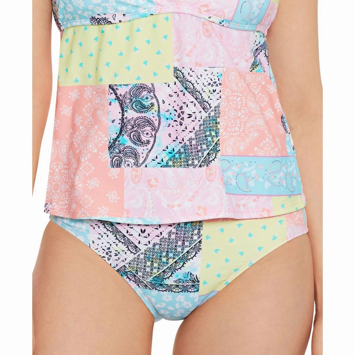 Juniors Womens Patchwork Nylon Swim Bottom Separates