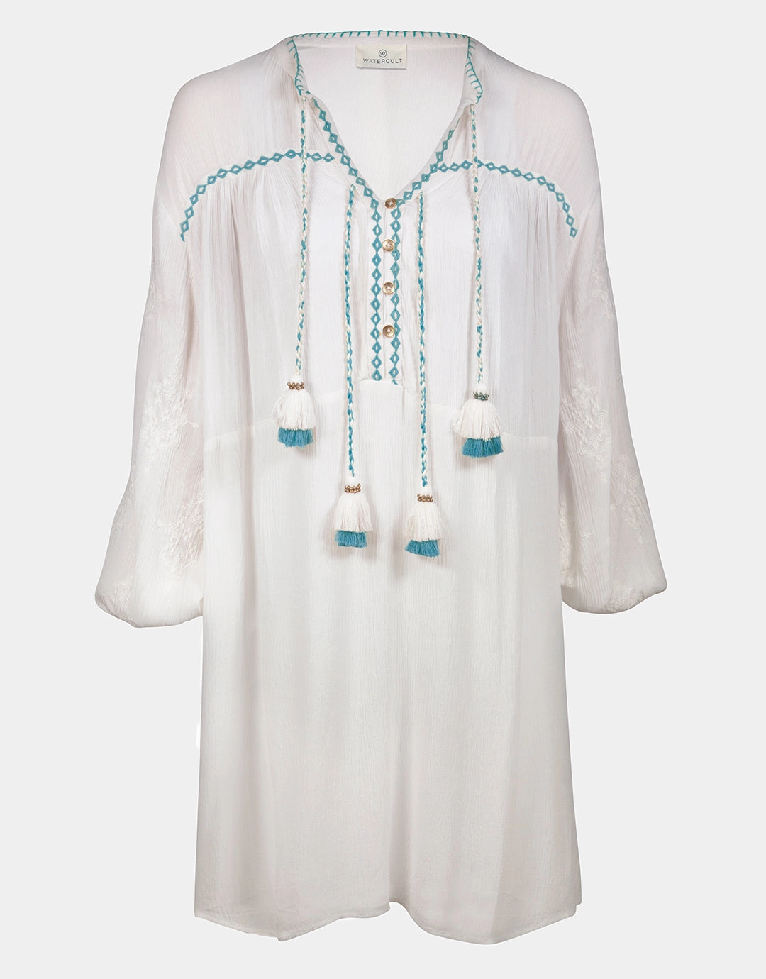 Kaftan Tunic - White and Blue