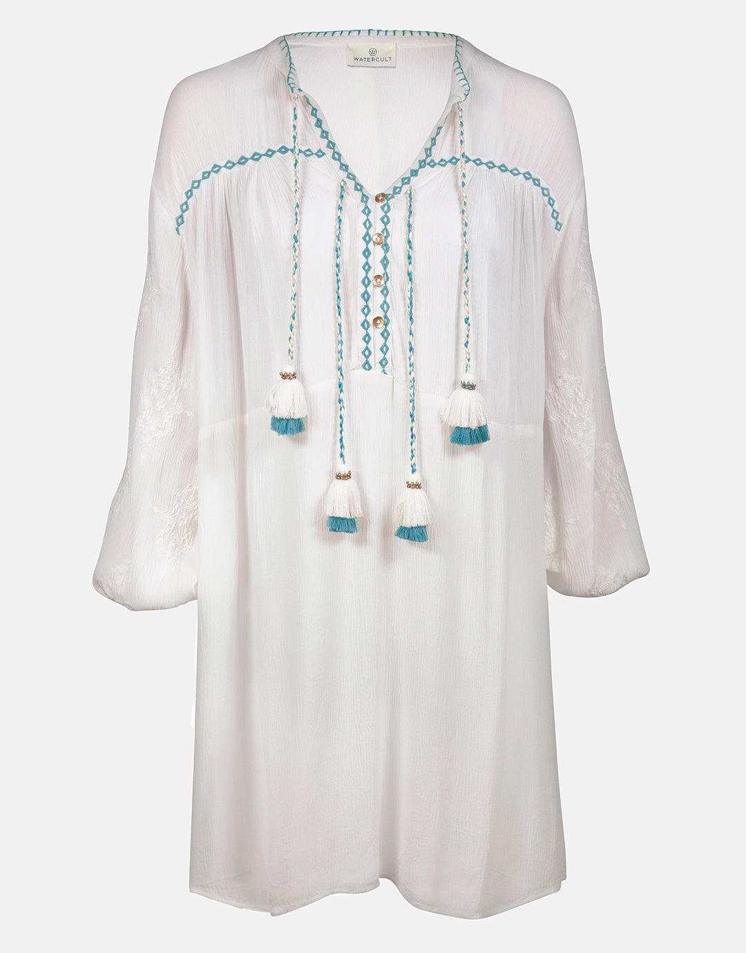 Kaftan Tunic - White and Blue