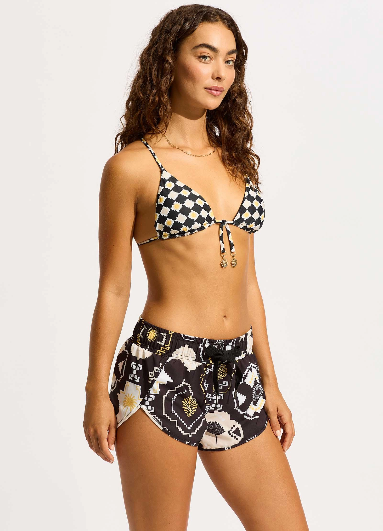 Kasbah Reversible Slide Triangle Bikini Top - Black