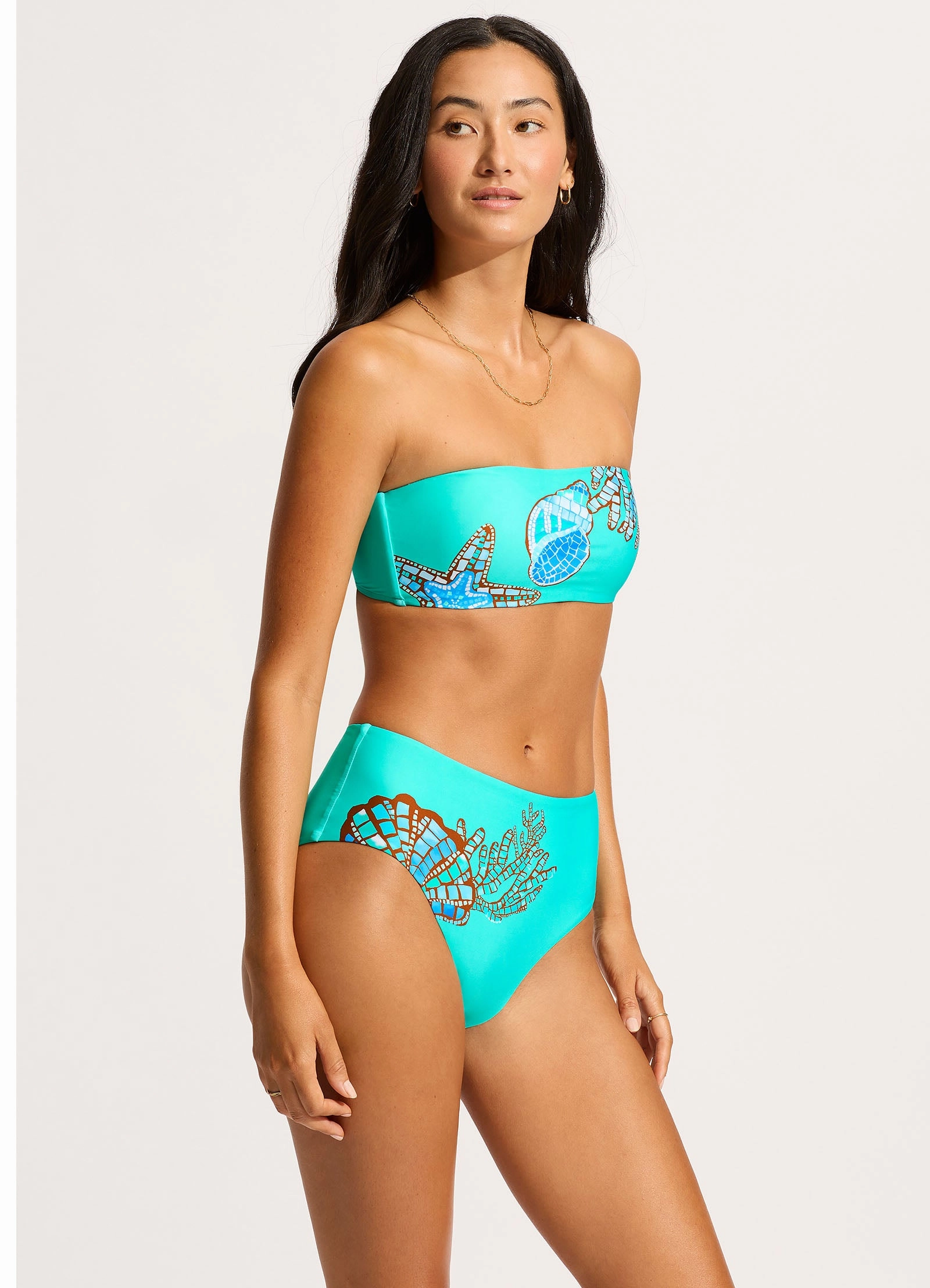 La Mer High Waisted Bikini Bottom - Aquatic Blue