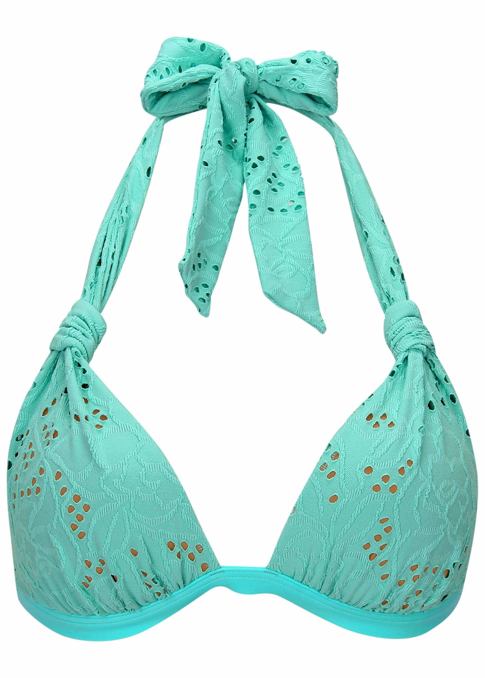 Lace Goddess Push-Up Halter Top - Light Teal