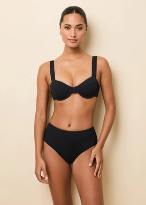 Lilo Ribbed Bikini Top Noir