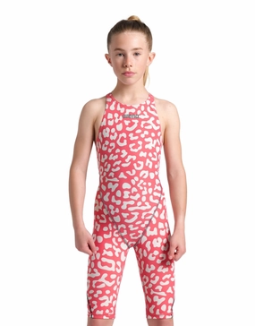 Limited Edition Girls Powerskin ST NEXT Open Back - Leopard Skin Geranium