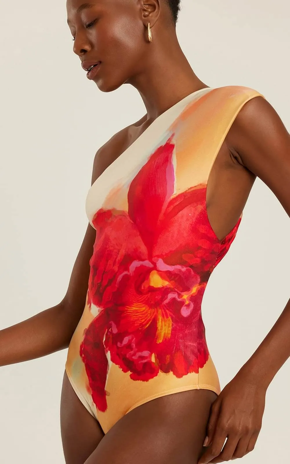 Loop Shoulder One Piece Swimsuit, Flora