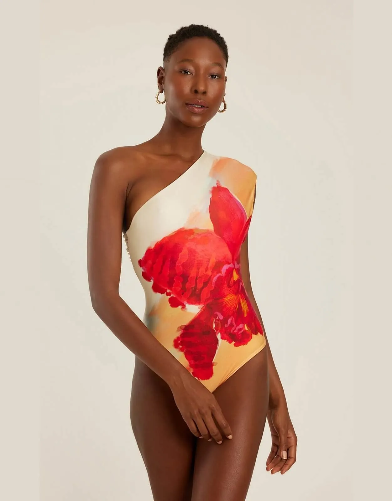 Loop Shoulder One Piece Swimsuit, Flora