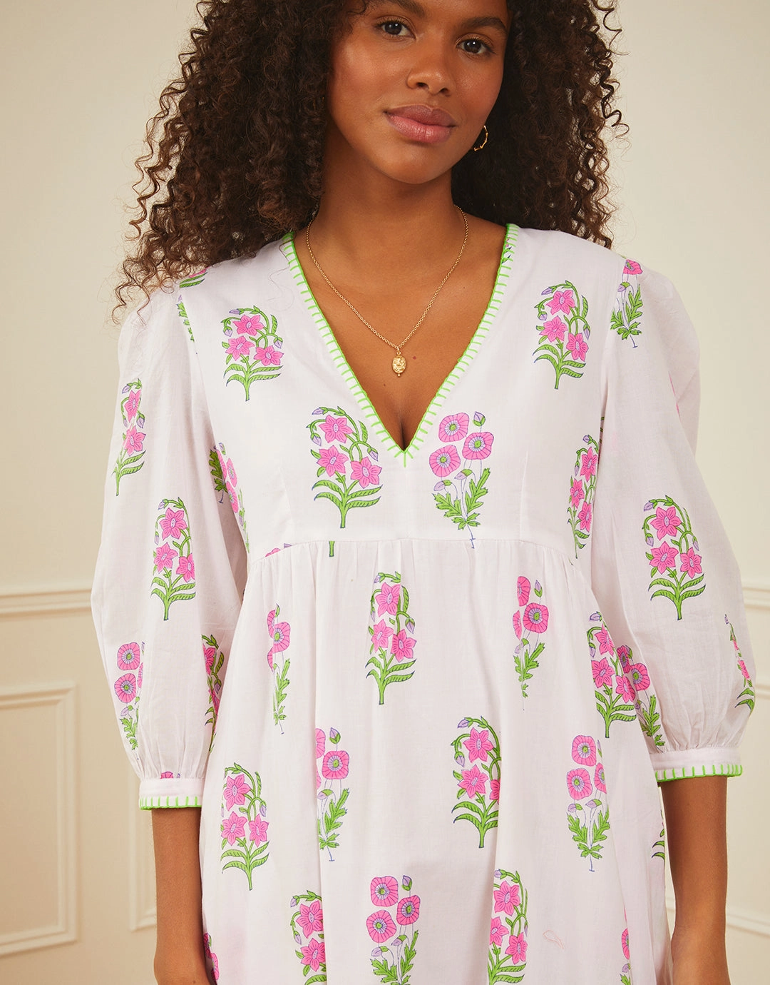 Lydia Dress - Neon Agapanthus