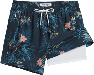 maamgic Mens 5.5 Inch Swim Trunks with Compression Liner Board Shorts Quick Dry Beach Swimwear with Zipper Pockets